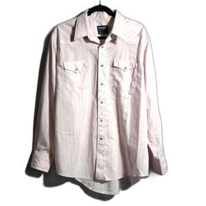 VTG Wrangler Pink Pearl‎ Snap Western Long Sleeve Striped Shirt Mens XL USA Made